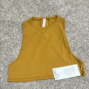 Mustard Crop Tank Top with Cut Out Design